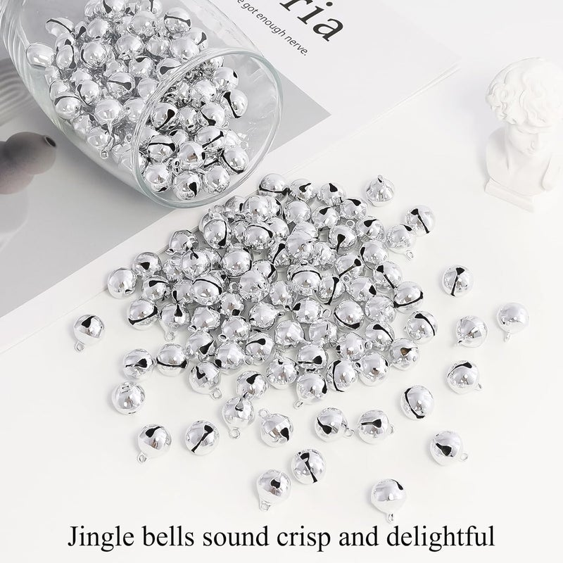 LIGHOON 1/2 Inch Jingle Bells Small Bell Mini Bells, Tiny Crafts Bells, DIY for Christmas Home Making Ornaments Wreath Pet Decorations Bracelet Anklets Necklace Knitting Jewelry Making 120 Pcs, Silver - Image 4